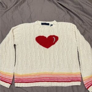 Karen Scott Cream Sweater with Red Heart Vintage